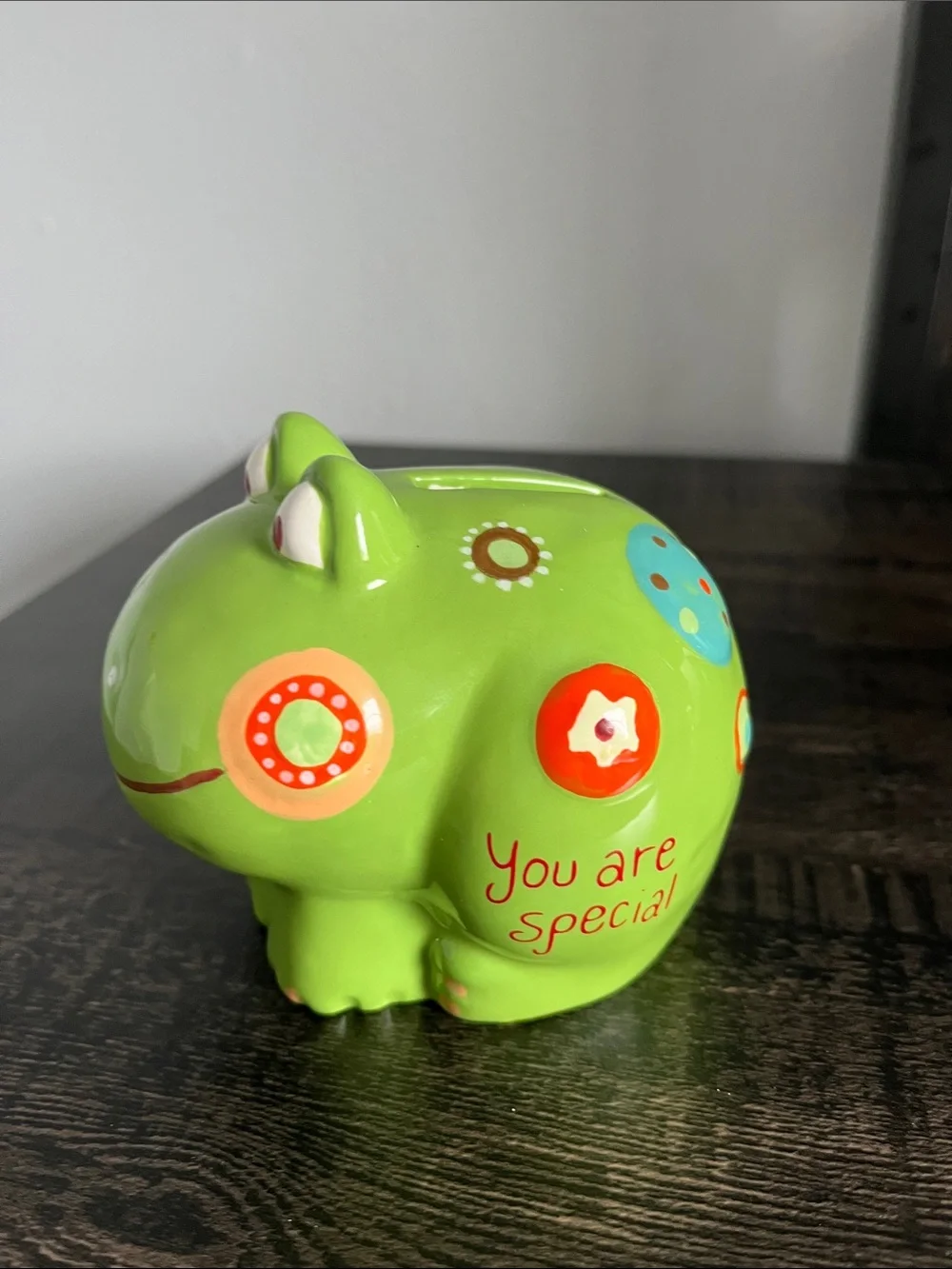 Green Ceramic Frog Coin Bank - 